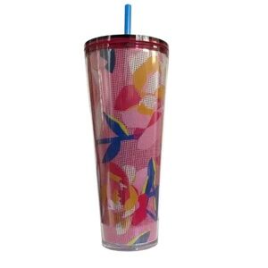 Brand New Starbucks Pink Flowers Peony 24oz Venti Cup Tumbler